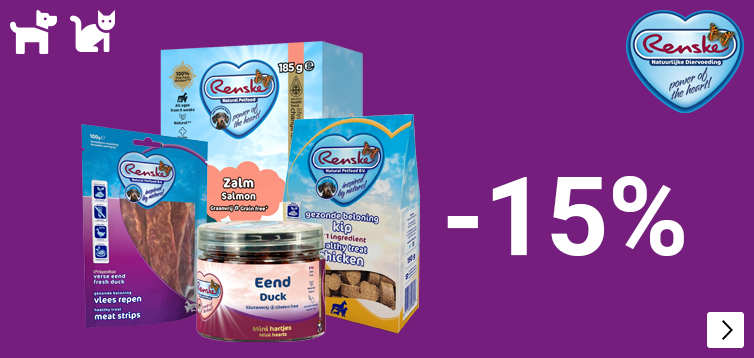 RENSKE 15% korting op voer en snacks DOG CAT