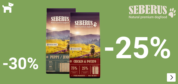SEBERUS droogvoer 25% en puppy junior 30% korting DOG