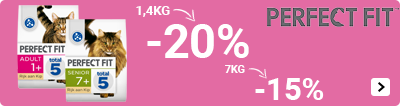 Perfect Fit kattenvoer 1,4 kg 20% korting, 7 kg 15% korting CAT