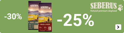 SEBERUS droogvoer 25% en puppy junior 30% korting DOG