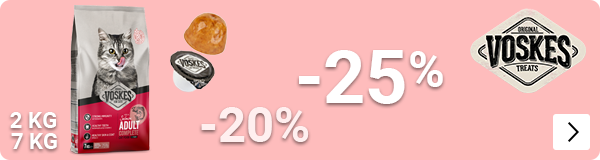 VOSKES droogvoer 25% korting en snacks 20% korting CAT