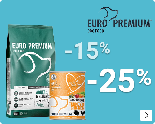 EUROPREMIUM droogvoer 15% natvoer 25% korting DOG