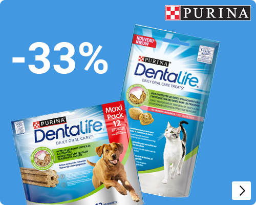 Dentalife  honden- en kattensnacks 33% korting DOG CAT