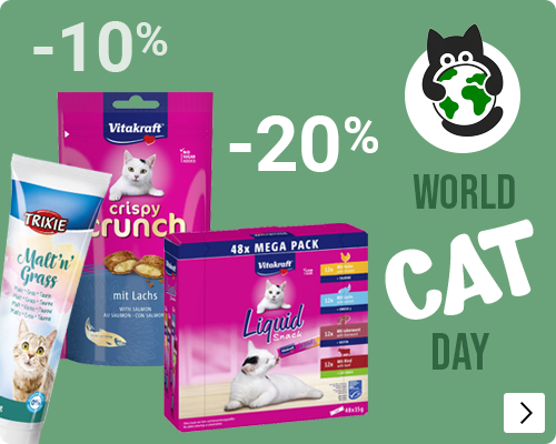 WERELDKATTENDAG SNACKS tot 20% korting CAT