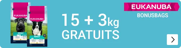 Eukanuba bonusbags 15 + 3 kg gratis DOG