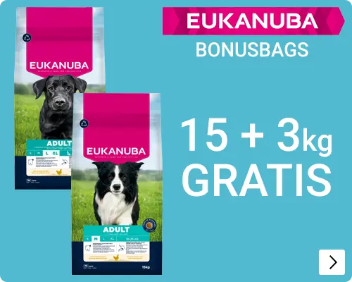 Eukanuba bonusbags 15 + 3 kg gratis DOG