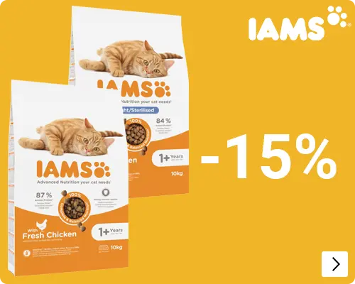 Iams grootverpakkingen kat 15% korting CAT