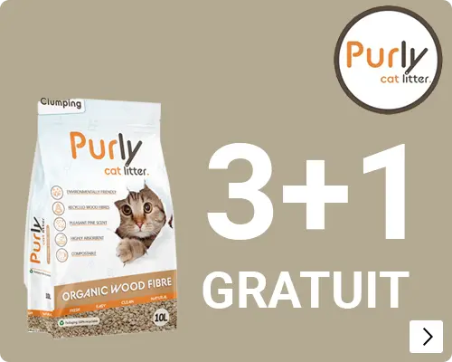 Purly Organic klontvormende houtvezel kattenbakvulling 10 liter 3 en 1 gratis CAT