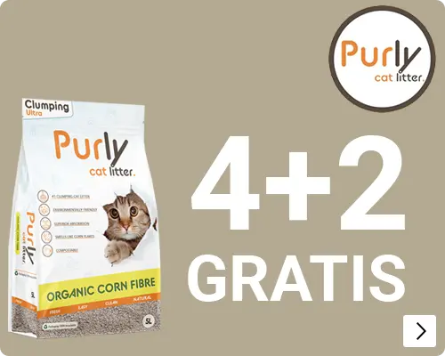 Purly Organic Supreme klontvormende maisvezel kattenbakvulling 4 en 2 gratis CAT