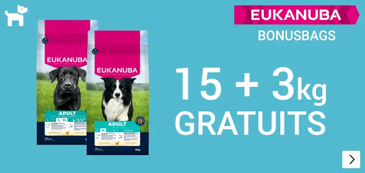Eukanuba bonusbags 15 + 3 kg gratis DOG