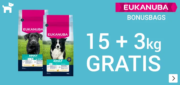 Eukanuba bonusbags 15 + 3 kg gratis DOG