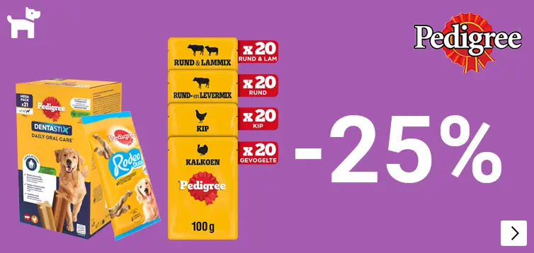 Pedigree diverse Snacks, dentastix en natvoer 25% korting NIET IN NL EN BE DOG