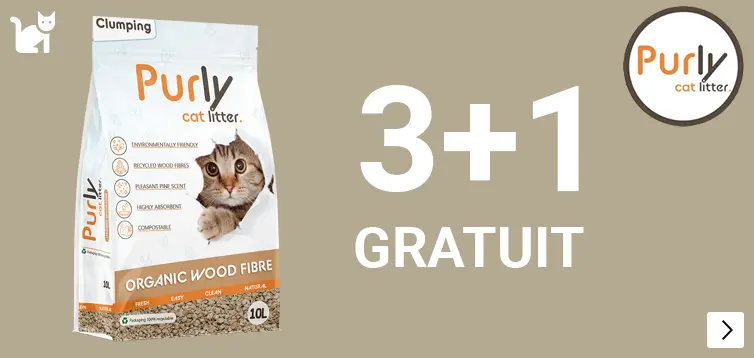 Purly Organic klontvormende houtvezel kattenbakvulling 10 liter 3 en 1 gratis CAT