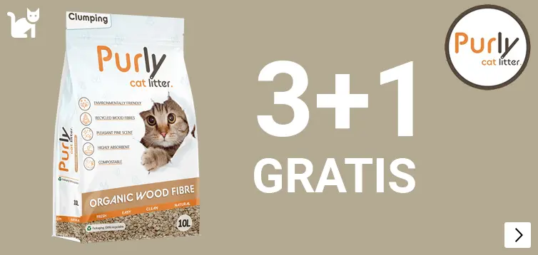 Purly Organic klontvormende houtvezel kattenbakvulling 10 liter 3 en 1 gratis CAT