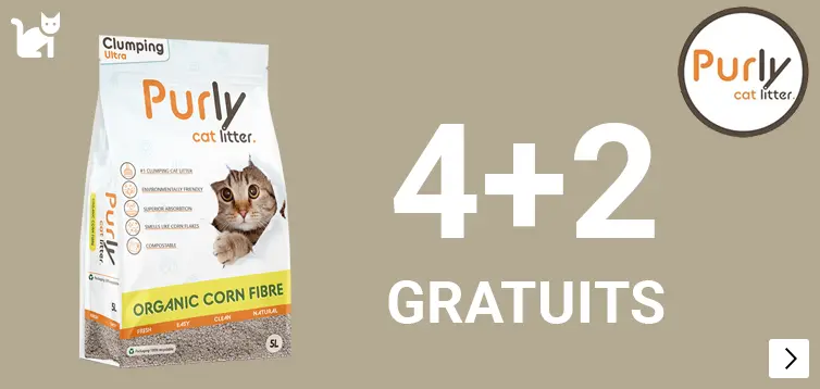 Purly Organic Supreme klontvormende maisvezel kattenbakvulling 4 en 2 gratis CAT
