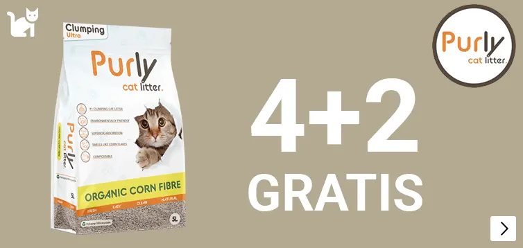 Purly Organic Supreme klontvormende maisvezel kattenbakvulling 4 en 2 gratis CAT
