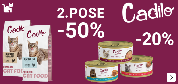 CADILO droogvoer 2e zak -50% en natvoer 20% korting CAT