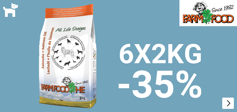 Farm Food HE schotse Zalmolie hondenvoer 2kg 30% korting en 6x2kg 35% korting DOG