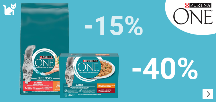 Purina One droogvoer 15-25% korting, natvoer 25-40% korting CAT