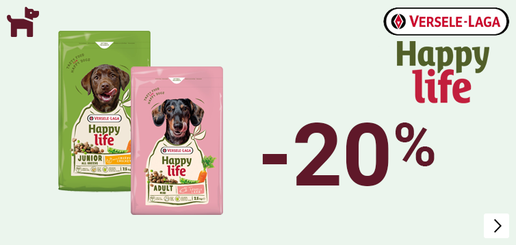 Happy life 2,5kg en junior 7,5 kg 20% korting