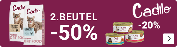 CADILO droogvoer 2e zak -50% en natvoer 20% korting CAT