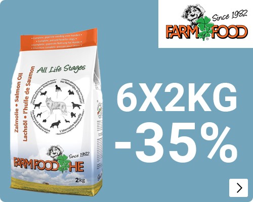 Farm Food HE schotse Zalmolie hondenvoer 2kg 30% korting en 6x2kg 35% korting DOG