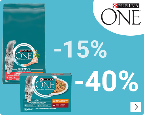 Purina One droogvoer 15-25% korting, natvoer 25-40% korting CAT