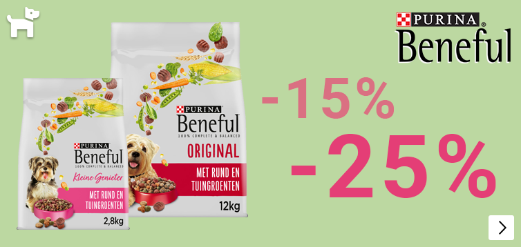 Beneful hondenvoer 2,8kg 25% korting 12kg 15% korting DOG