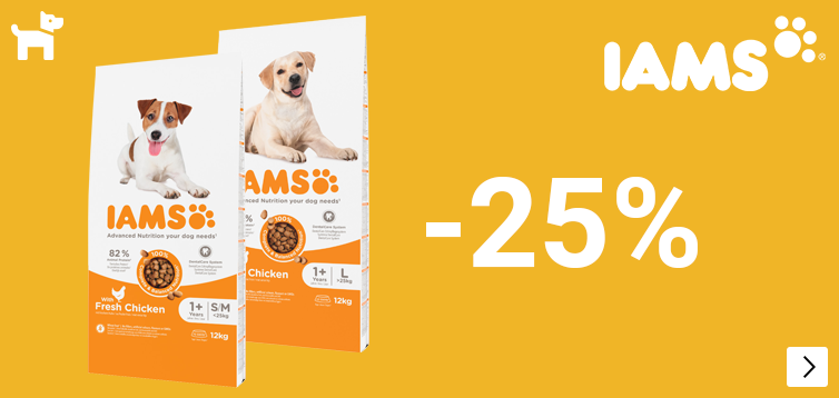 Iams grootverpakkingen hond 25% korting DOG