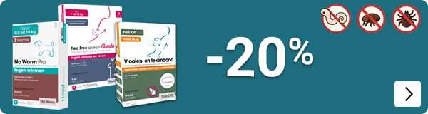 FLEA FREE EN NO WORM EN TICK OFF 20% korting DOG CAT
