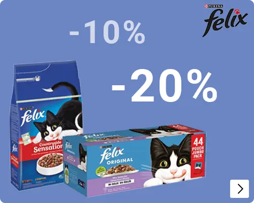 Felix droog of kvp maaltijdzakejs 20%, felix grootverp. maaltijdz. 10%korting