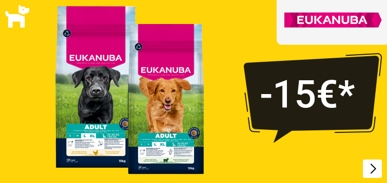 Eukanuba Grootverpakkingen 7,5 kg -15kg multibuy 2 zakken 15 euro korting DOG