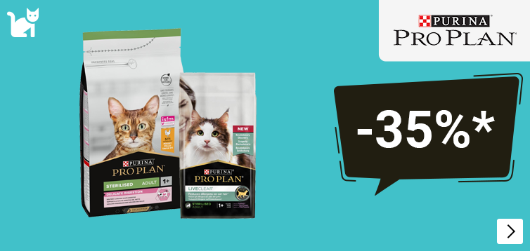 Pro plan kat 3 kg en  live clear 25% en 1,5 kg 35% korting CAT